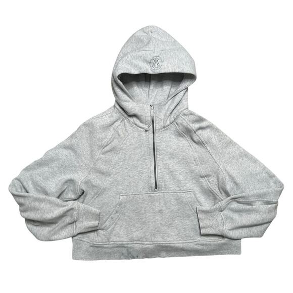 Lululemon Oversized 1/2 Zip Cropped Scuba Hoodie in Gray - size M/L - Picture 3 of 10